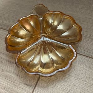 Vintage Jeannette Carnival Glass Candy Dish 1960’s Very Good Condition 3-Section